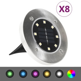 Lámparas solares de suelo 8 unidades luces LED color RGB
