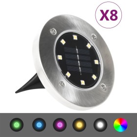 Solar floor lamps 8 units RGB LED lights by vidaXL, Outdoor lighting - Ref: Foro24-315695, Price: 49,95 €, Discount: %