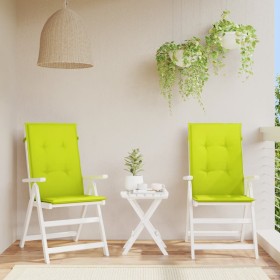 Cojín silla de jardín respaldo alto 2 uds tela verde 120x50x3cm