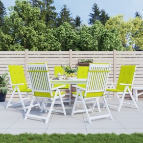 Cojín silla de jardín respaldo alto 6 uds tela verde 120x50x3cm