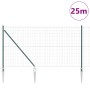 Reja con postes Verde 1 x 25 m Acero