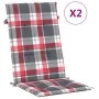 Garden chair cushion with high backrest, 2 units, red checkered pattern, 120x50x3 cm by vidaXL, Cushions for chairs and sofas...