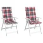 Garden chair cushion with high backrest, 2 units, red checkered pattern, 120x50x3 cm by vidaXL, Cushions for chairs and sofas...