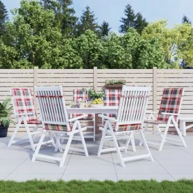 Gartenstuhlkissen mit hoher Rückenlehne, 6 Stück, grau kariert, 120x50x3 cm. von vidaXL, Kissen für Stühle und Sofas - Ref: F...