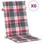 Cojín silla jardín respaldo alto 6 uds cuadros gris 120x50x3 cm de vidaXL, Cojines para sillas y sofás - Ref: Foro24-314127, ...