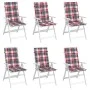 Cojín silla jardín respaldo alto 6 uds cuadros gris 120x50x3 cm by vidaXL, Cushions for chairs and sofas - Ref: Foro24-314127...