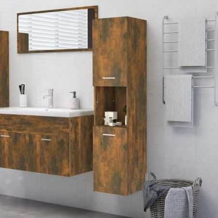 Smoked oak engineered wood bathroom cabinet 30x30x130 cm by vidaXL, Bathroom furniture - Ref: Foro24-815639, Price: 55,18 €, ...