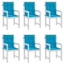Cojín silla jardín respaldo bajo 6 uds tela Oxford azul