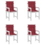 Cojín silla jardín respaldo bajo 4 uds tela Oxford rojo tinto