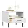 OSLO bedside table metal legs solid white pine wood by vidaXL, Side tables - Ref: Foro24-351032, Price: 47,04 €, Discount: %