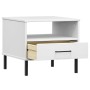 OSLO bedside table metal legs solid white pine wood by vidaXL, Side tables - Ref: Foro24-351032, Price: 47,04 €, Discount: %