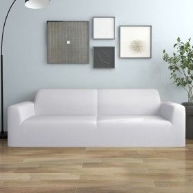 Elastische Sofabezug für 3-Sitzer Sofa aus weißem Polyester-Jersey von vidaXL, Abdeckungen - Ref: Foro24-332950, Preis: 27,60...