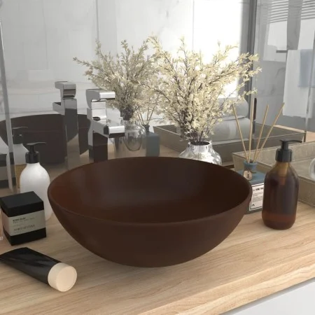 Dark brown round ceramic bathroom sink by vidaXL, Sinks - Ref: Foro24-146984, Price: 40,74 €, Discount: %