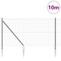Reja con postes Gris 1 x 10 m Acero