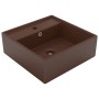 Lavabo cuadrado rebosadero cerámica marrón oscuro mate 41x41 cm de vidaXL, Lavabos - Ref: Foro24-146951, Precio: 75,38 €, Des...