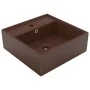 Matte dark brown ceramic square overflow sink 41x41 cm by vidaXL, Sinks - Ref: Foro24-146951, Price: 60,19 €, Discount: %