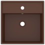 Lavabo cuadrado rebosadero cerámica marrón oscuro mate 41x41 cm de vidaXL, Lavabos - Ref: Foro24-146951, Precio: 75,38 €, Des...