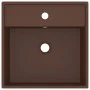 Matte dark brown ceramic square overflow sink 41x41 cm by vidaXL, Sinks - Ref: Foro24-146951, Price: 60,19 €, Discount: %