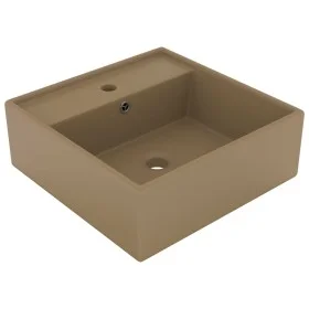 Luxurious square sink with overflow in matte cream ceramic, 41x41 cm by vidaXL, Sinks - Ref: Foro24-146952, Price: 74,17 €, D...