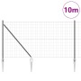 Reja con postes Gris 1 x 10 m Acero