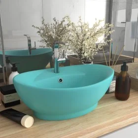 Luxurious washbasin with light green ceramic overflow 58.5x39cm by vidaXL, Sinks - Ref: Foro24-146936, Price: 78,93 €, Discou...