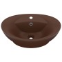 Lavabo lujoso ovalado rebosadero cerámica marrón oscuro mate de vidaXL, Lavabos - Ref: Foro24-146940, Precio: 69,77 €, Descue...