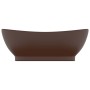Lavabo lujoso ovalado rebosadero cerámica marrón oscuro mate de vidaXL, Lavabos - Ref: Foro24-146940, Precio: 69,77 €, Descue...