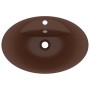 Lavabo lujoso ovalado rebosadero cerámica marrón oscuro mate de vidaXL, Lavabos - Ref: Foro24-146940, Precio: 69,77 €, Descue...