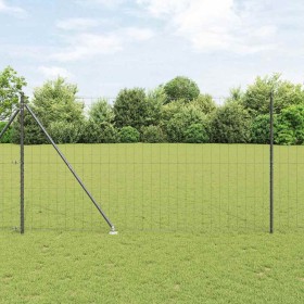 Reja con postes Gris 1.5 x 10 m Acero