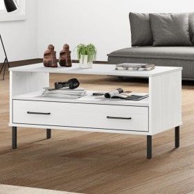 Couchtisch OSLO mit Metallbeinen aus massivem Holz weiß 85x50x45cm von vidaXL, Couchtisch - Ref: Foro24-351035, Preis: 65,09 ...