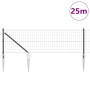 Reja con postes Gris 0.4 x 25 m Acero