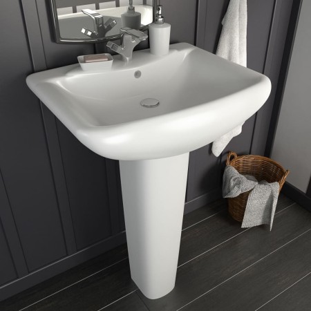 Lavabo de pie de cerámica blanco 580x470x200 mm de vidaXL, Lavabos - Ref: Foro24-143003, Precio: 162,95 €, Descuento: %