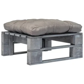 Pallet ottoman for garden, gray wood and gray cushion by vidaXL, Outdoor ottomans - Ref: Foro24-275282, Price: 60,25 €, Disco...