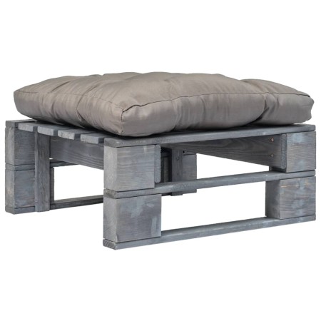 Otomana de palés para jardín madera gris y cojín gris de vidaXL, Otomanas de exterior - Ref: Foro24-275282, Precio: 60,16 €