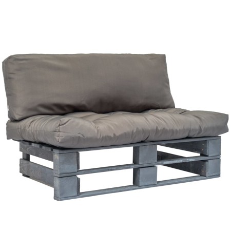 Paletten-Gartensofa mit grauen Kiefernholzkissen von vidaXL, Outdoor-Sofas - Ref: Foro24-275288, Preis: 128,28 €, Rabatt: %