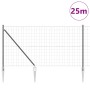 Reja con postes Gris 1 x 25 m Acero