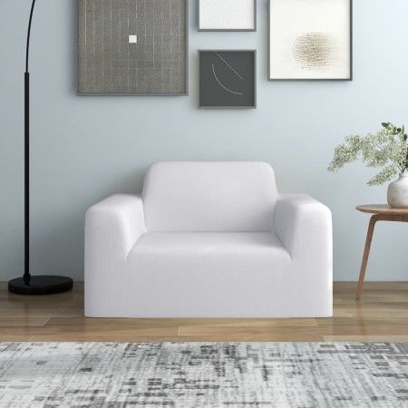 Funda elástica para sillón poliéster jersey blanca de vidaXL, Fundas - Ref: Foro24-332948, Precio: 22,65 €