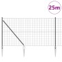 Reja con postes Gris 1.2 x 25 m Acero