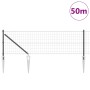 Reja con postes Gris 0.6 x 50 m Acero