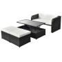 4-teiliges Gartenmöbel-Set und schwarze Kissen aus synthetischem Rattan von vidaXL, Gartensets - Ref: Foro24-42481, Preis: 45...