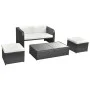 4-piece garden furniture set and black synthetic rattan cushions by vidaXL, Garden sets - Ref: Foro24-42481, Price: 451,98 €,...