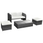 4-teiliges Gartenmöbel-Set und schwarze Kissen aus synthetischem Rattan von vidaXL, Gartensets - Ref: Foro24-42481, Preis: 45...