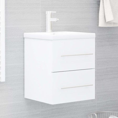Glänzend weißer Sperrholzschrank mit Waschbecken von vidaXL, Badezimmerwaschtische - Ref: Foro24-3099032, Preis: 124,68 €, Ra...