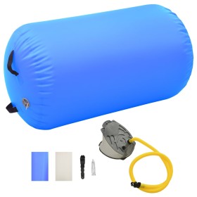 Rollo hinchable de gimnasia con bomba PVC azul 100x60 cm