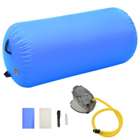 Rollo inflable de gimnasia con bomba PVC azul 120x90 cm