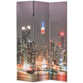 Biombo divisor plegable 120x170 cm Nueva York de noche