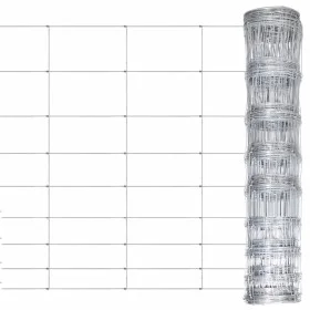 Valla de jardín de acero galvanizado plateado 50x1,2 m de vidaXL, Paneles de vallas - Ref: Foro24-149500, Precio: 79,44 €, De...