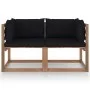 2-seater pallet garden sofa with black cushions by vidaXL, Garden sets - Ref: Foro24-3067279, Price: 134,61 €, Discount: %