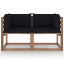 2-Sitzer-Gartensofa aus Paletten mit schwarzen Kissen von vidaXL, Gartensets - Ref: Foro24-3067279, Preis: 136,42 €, Rabatt: %
