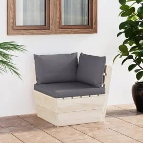 Sofá de esquina de palets de jardín cojines abeto impregnado by vidaXL, Modular outdoor sofas - Ref: Foro24-3063348, Price: 9...